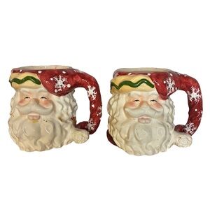 Vintage Santa Claus Figural Christmas Mug Hat Handle Hand Painted 3D